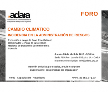 Cambio Climático -  INCIDENCIA EN LA ADMINISTRACIÓN DE RIESGOS